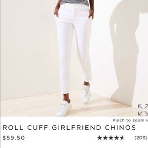NWT LOFT Chino White Roll Cuff Pants 00P